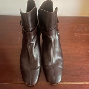 Salvatore Ferragamo chocolate brown leather ankle boots, sz9.5